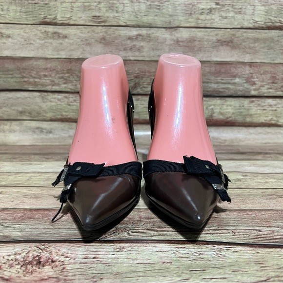 Prada Brown Patent Leather Pointer Heels Y2K - Picture 4 of 8